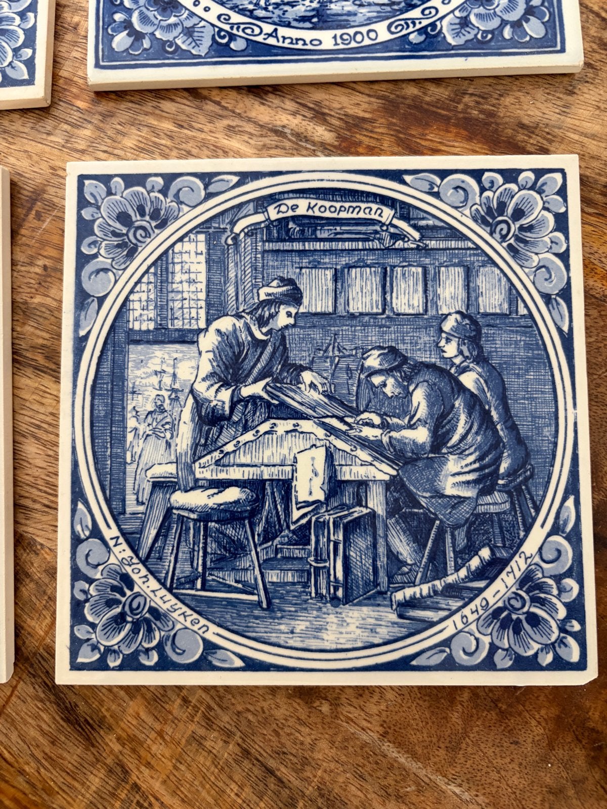 Set van 9 Delfts Blauwe tegels met beroepen en stadsgezicht, Antiek en Kunst, Ophalen