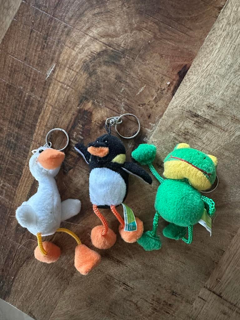 Leuke sleutelhangers: gans, pinguïn en kikker, Ophalen of Verzenden, Gebruikt, Dier of Natuur