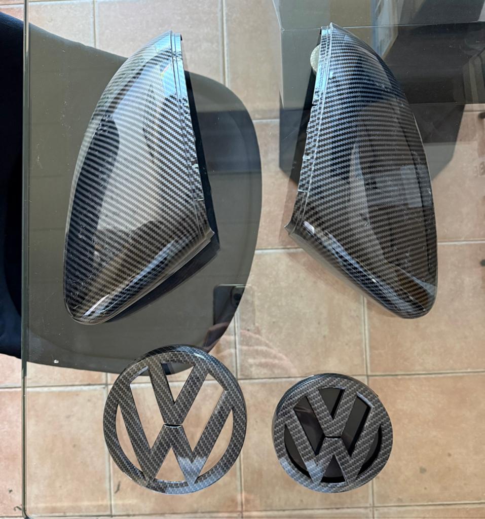 Carbon spiegelkappen & embleem Golf 7/7.5 gti/R/gtd, Ophalen of Verzenden, Nieuw