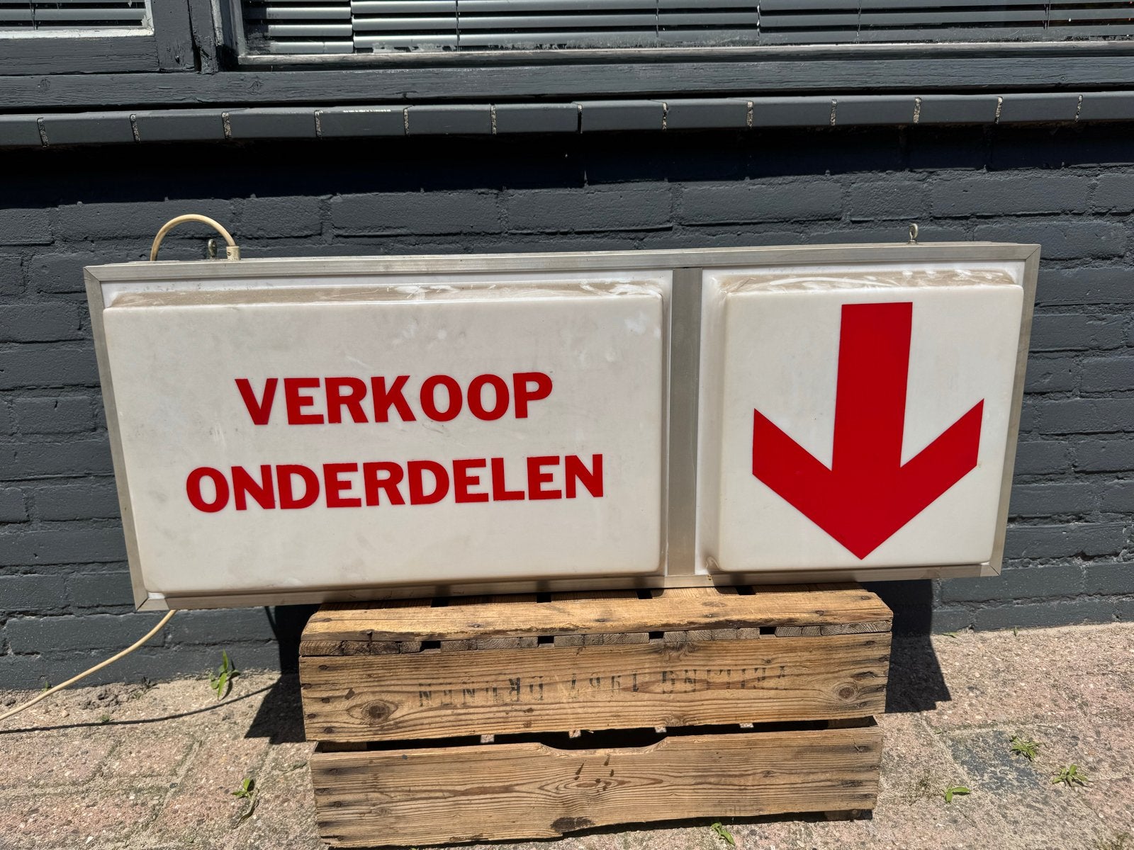 Vintage Lichtbak "VERKOOP ONDERDELEN" met Pijl, Ophalen, Huis en Inrichting