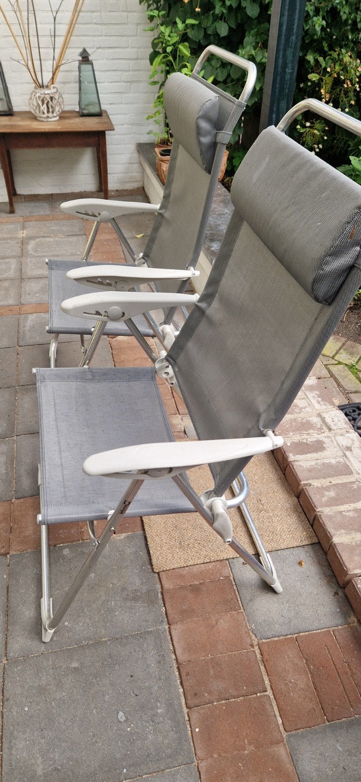 2x Lafuma tuinstoelen, verstelbaar en inklapbaar, Ophalen, Zo goed als nieuw, Aluminium, Inklapbaar
