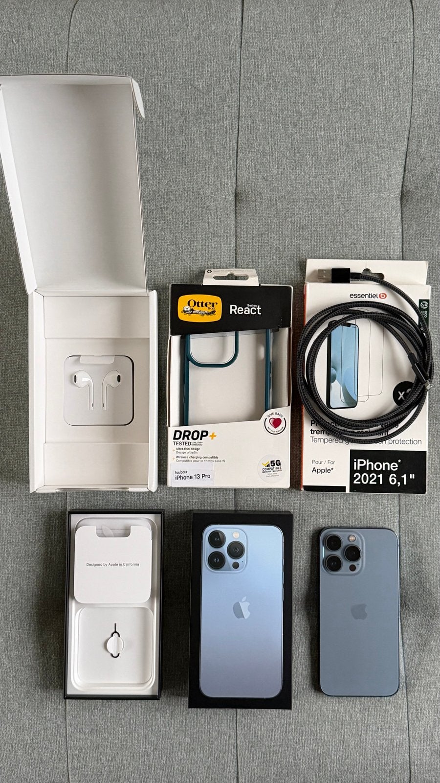 iPhone 13 Pro 256GB Sierra Blue met accessoires, Blauw, Zo goed als nieuw, IPhone 13 Pro, 84 %