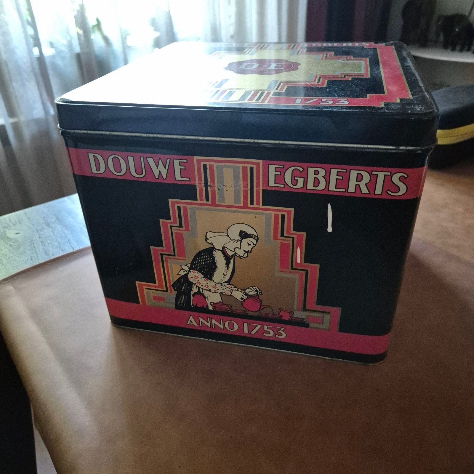 Vintage Douwe Egberts Blik Anno 1753 - Koffie/Thee Bus, Verzamelen, Blikken, Ophalen of Verzenden, Gebruikt, Koffie, Douwe Egberts
