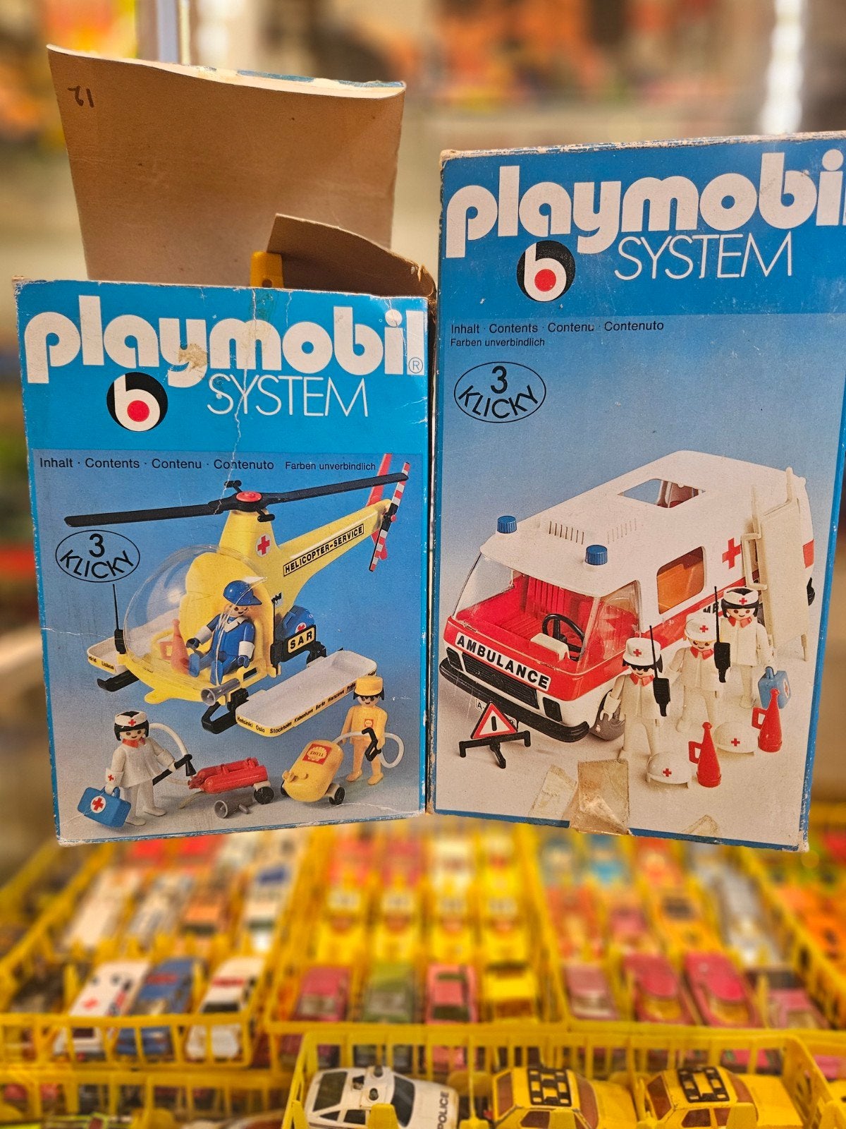 Playmobil Vintage Ambulance en Helikopter Set (3 Klicky), Gebruikt, Complete set, Ophalen of Verzenden, Boot/Schip