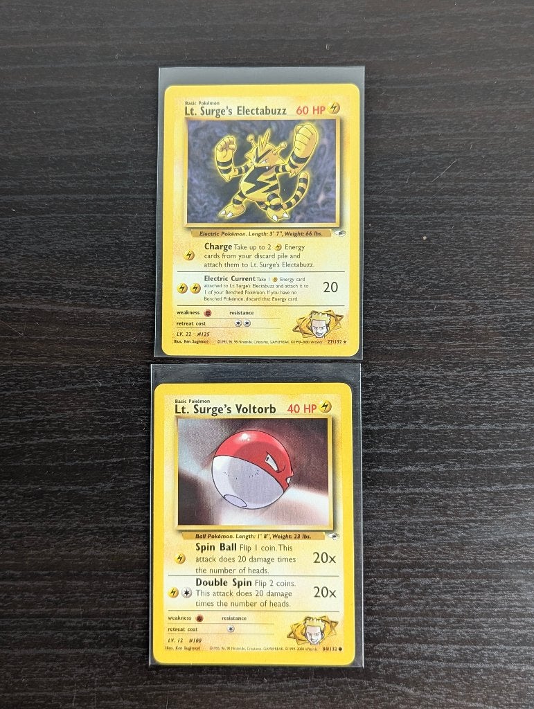 Lt. Surge's Electabuzz & Voltorb - Pokemon - Gym Heroes 2000, Ophalen of Verzenden, Gebruikt, Meerdere kaarten