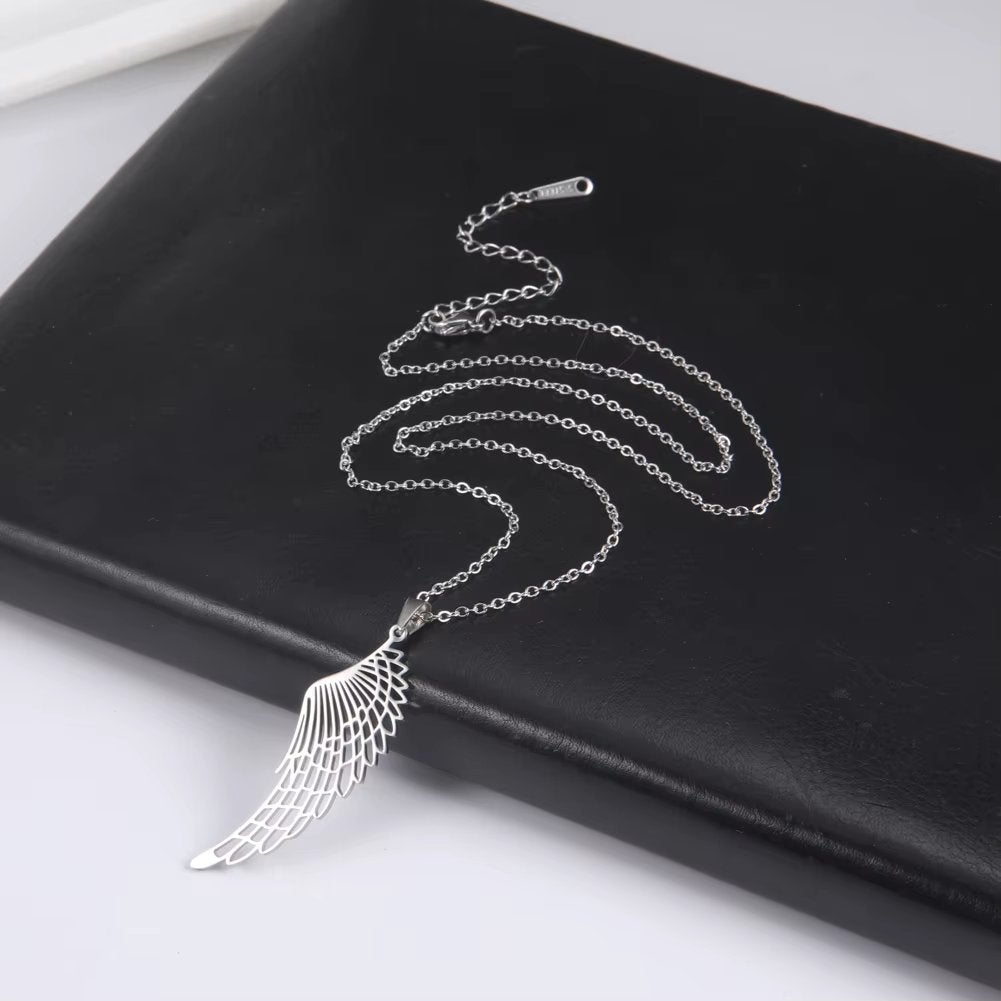 Zilverkleurige Engelenvleugel Ketting, Verzenden, Nieuw, Zilver, Overige materialen