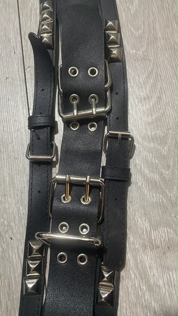 Brede Leren Gothic Korsetriem met Studs en Dubbele Gesp, Kleding | Dames, Ophalen of Verzenden, Nieuw, Zwart, 5 cm of meer