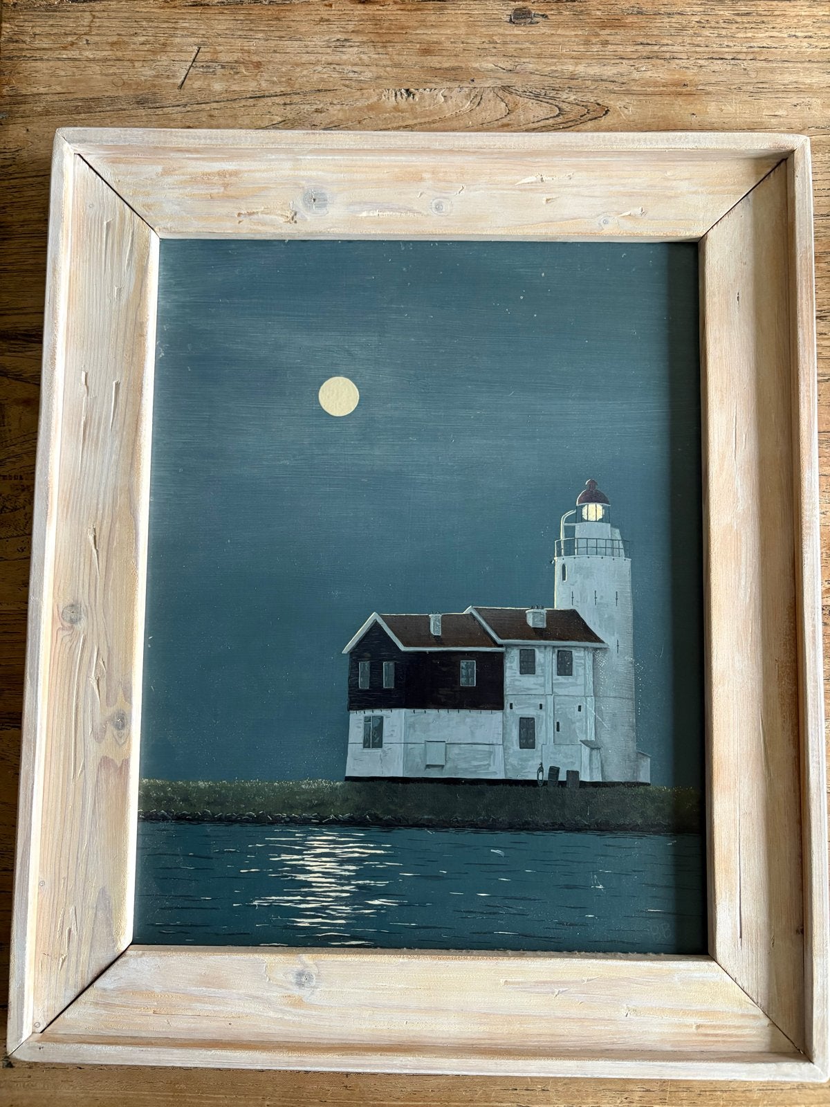 Sfeervol schilderij "Het Paard van Marken" vuurtoren, Realistisch, Ophalen of Verzenden, Gesigneerd, Olieverf