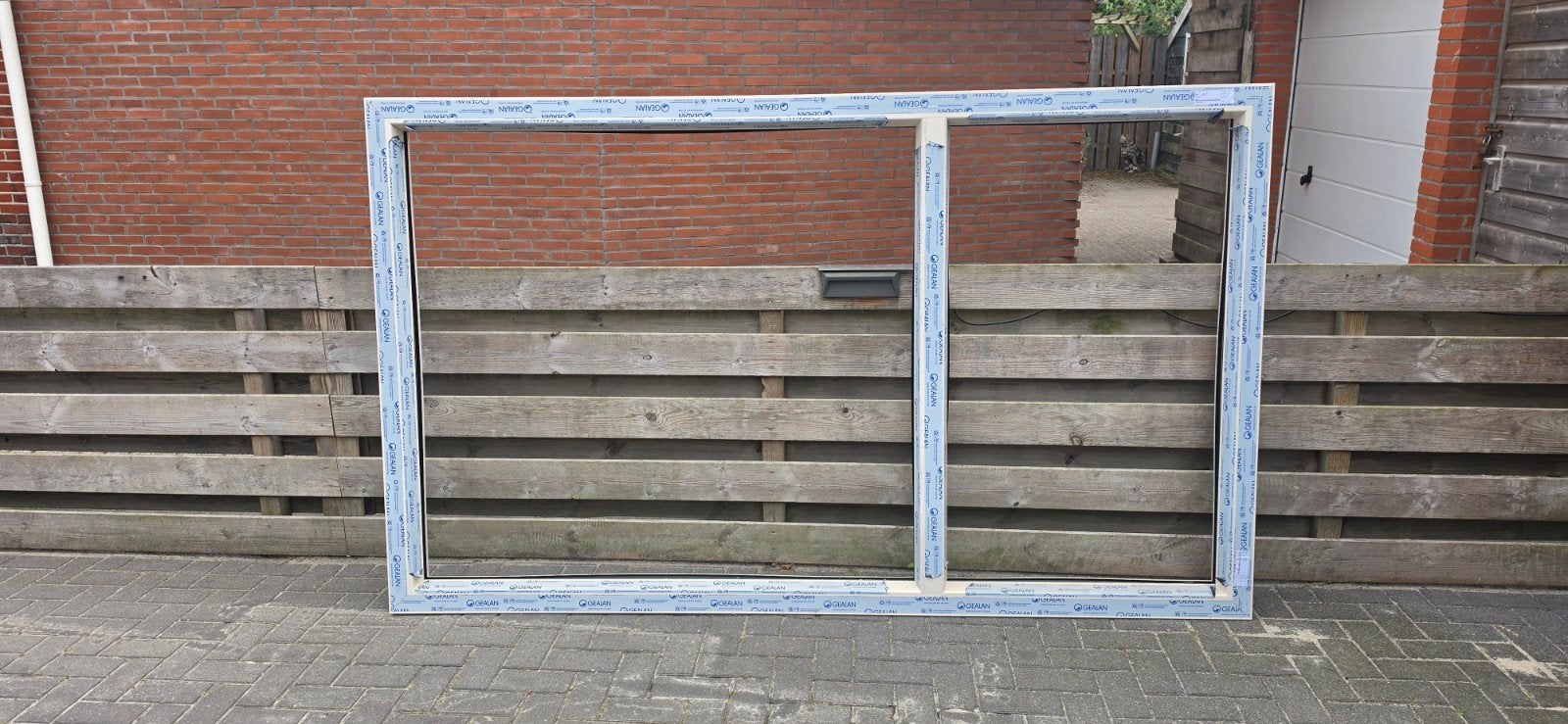 NIEUW !!! kunststof kozijn crème 9001 met houtnerf, Ophalen, Gevelraam of Ruit, 120 tot 160 cm, Nieuw