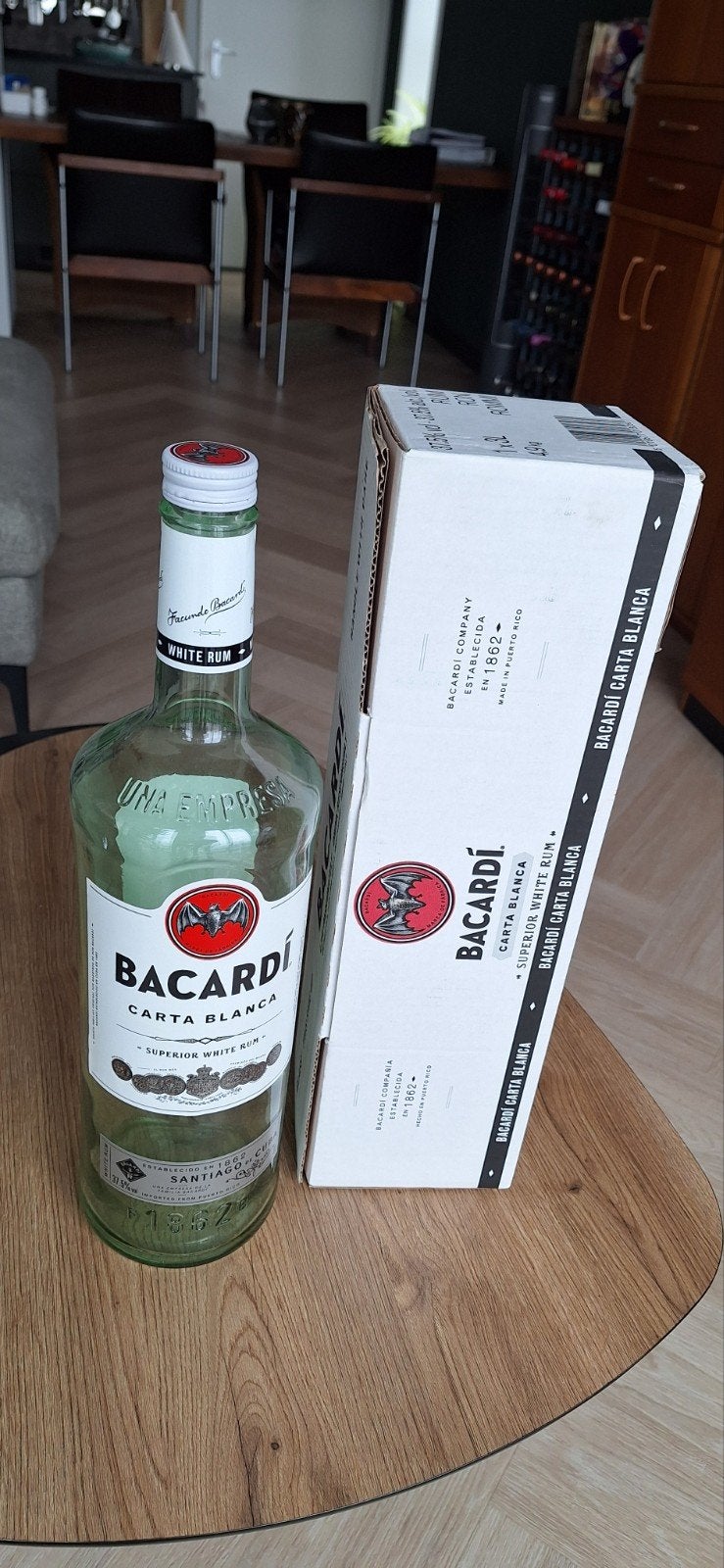 Grote Bacardi Rum fles, 3L, leeg, in originele verpakking., Ophalen of Verzenden