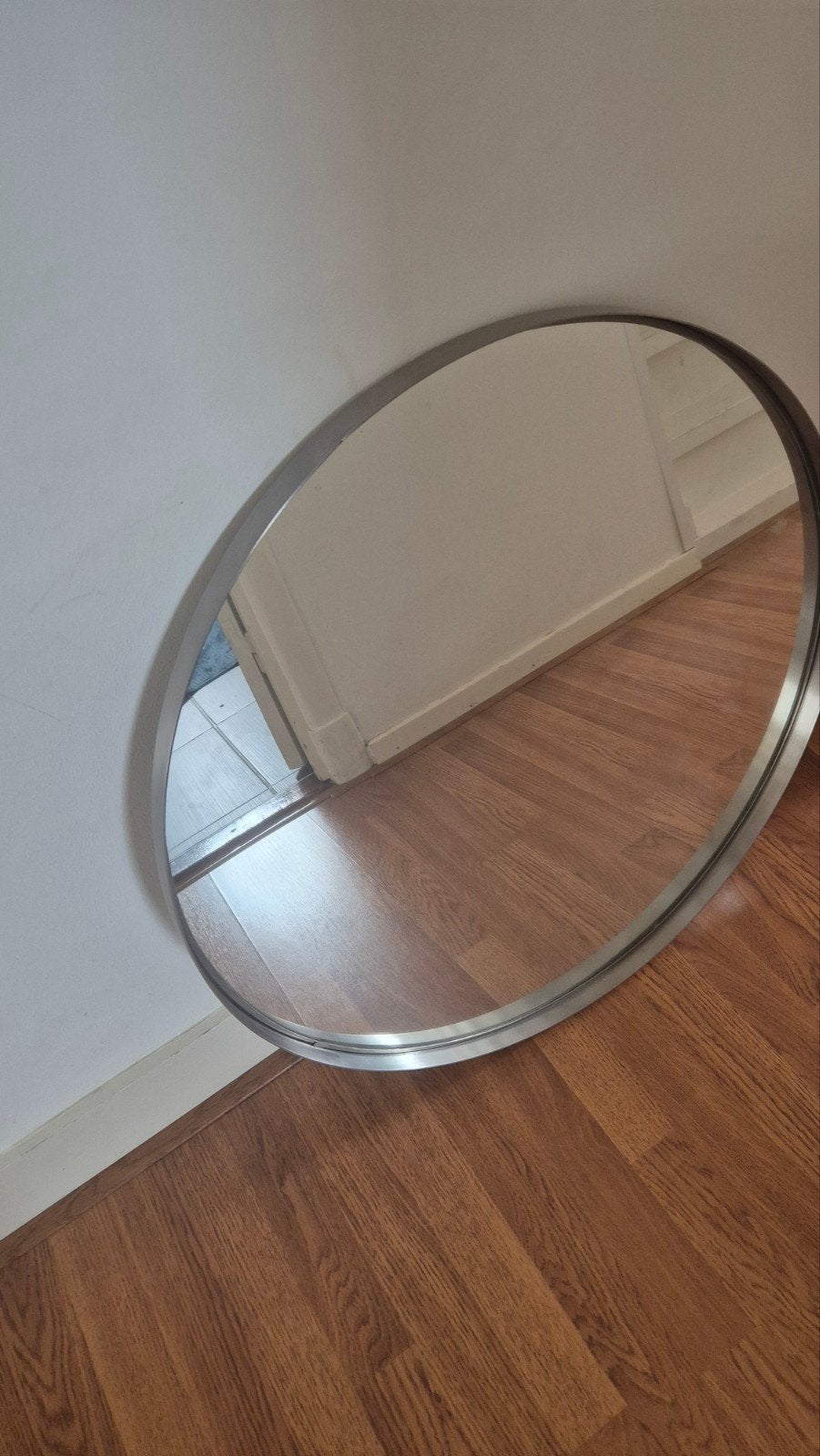 IKEA GRUNDTAL Spiegel - Ovaal, RVS look, Ophalen, Gebruikt, 100 tot 150 cm, Ovaal