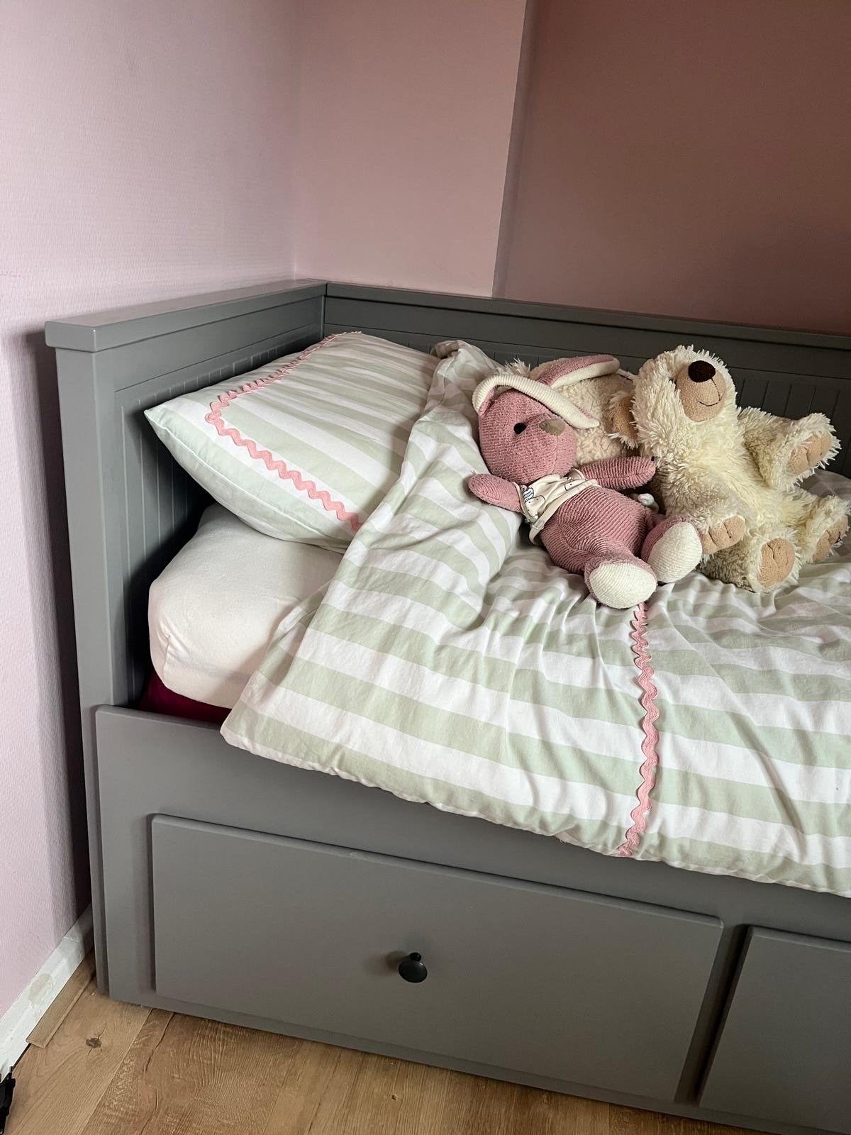 IKEA Hemnes bedbank met 3 lades - Grijs, Ophalen, Tweepersoons, 80 cm, 200 cm