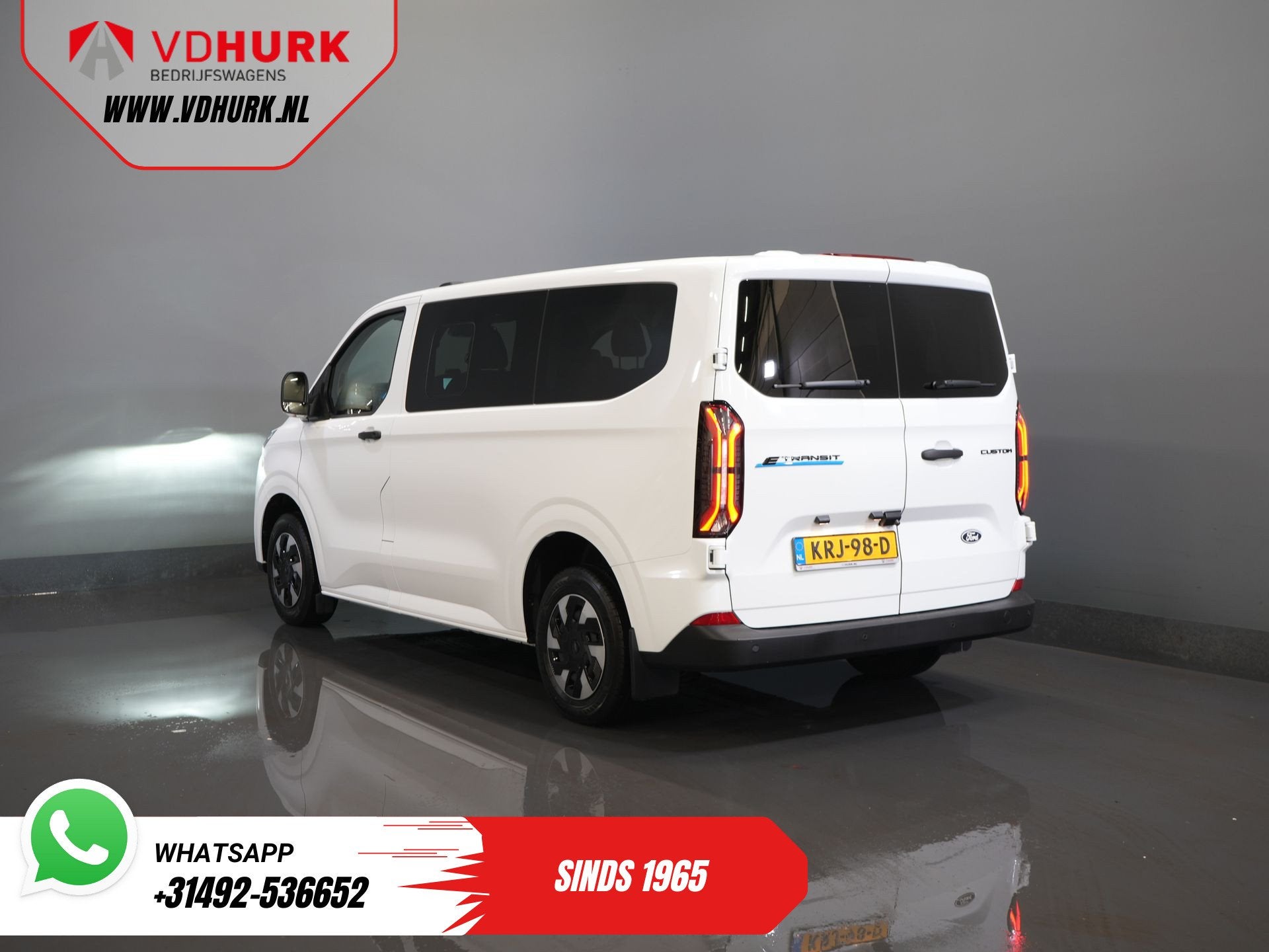 Ford E-Transit Custom Kombi Trend 71kWh 360 km WLTP (Excl. B, Automaat, Gebruikt, 2000 kg, Wit