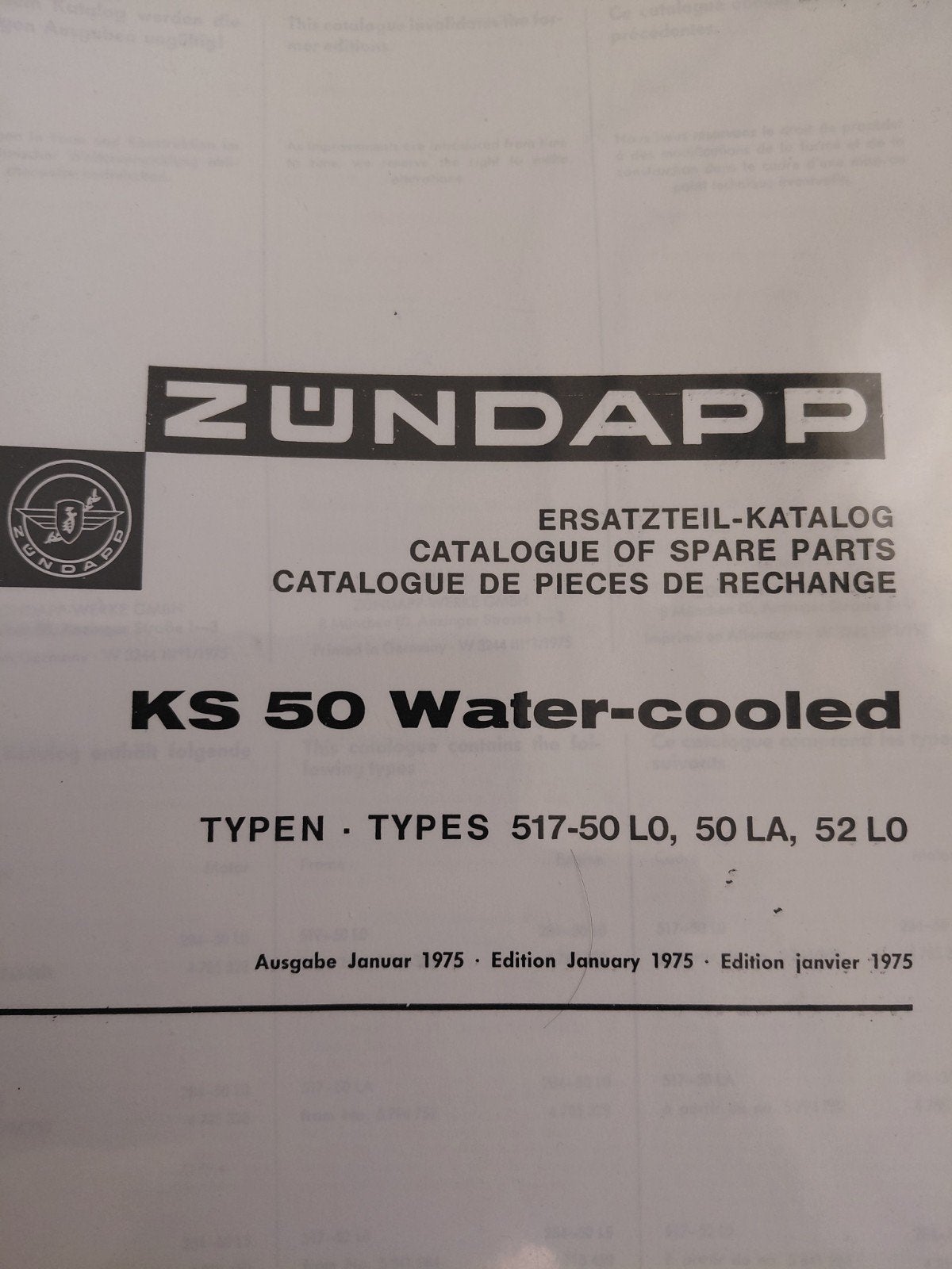 Zundapp 517-50LO, 50LA, 52LO Onderdelenboek Kopie, Verzenden