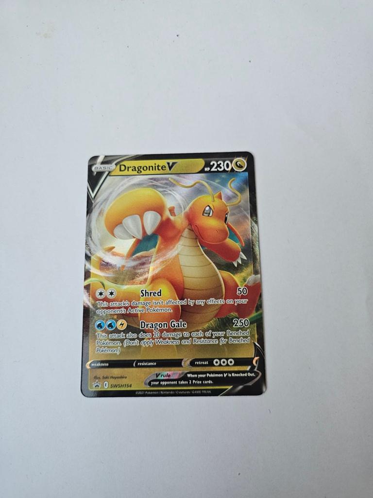 Dragonite V SWSH154 Pokémon Kaart - Prachtig!, Ophalen of Verzenden, Zo goed als nieuw, Losse kaart, Foil