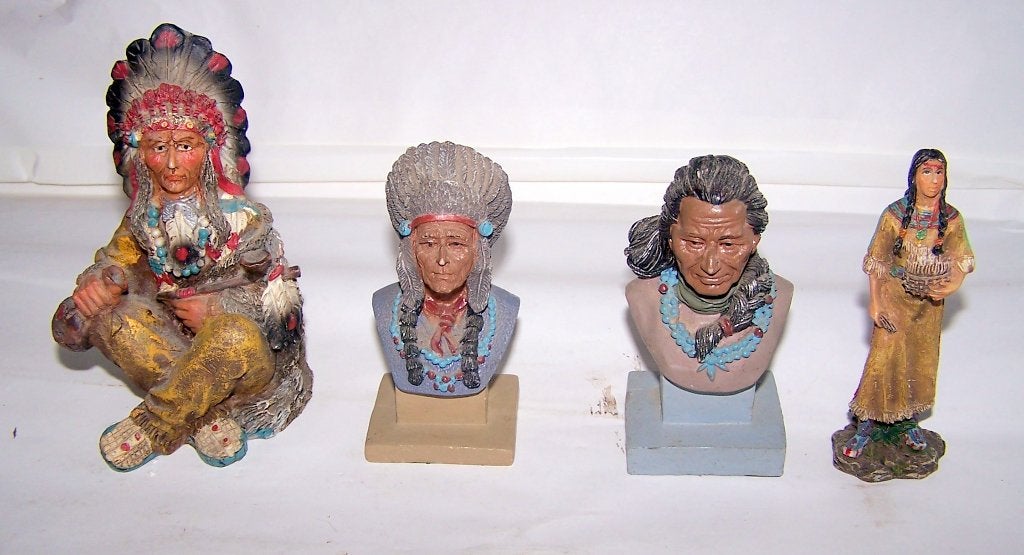 4 indianen beeldjes. Nieuwstaat. Geen beschadigingen.  6243, Ophalen of Verzenden, Zo goed als nieuw, Mens