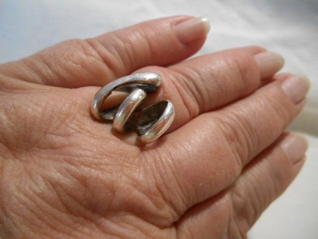 Bijzondere echt zilveren ring uit de jaren '80, Verzenden, Zilver, Ring