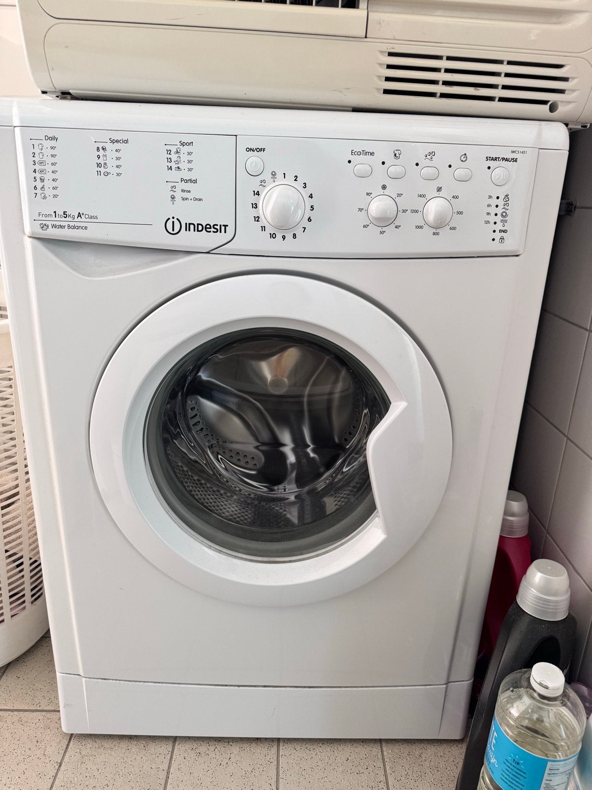 indesit iwc51451 Wasmachine 5kg A+ Klasse EcoTime, Ophalen, 1200 tot 1600 toeren, Gebruikt, 4 tot 6 kg