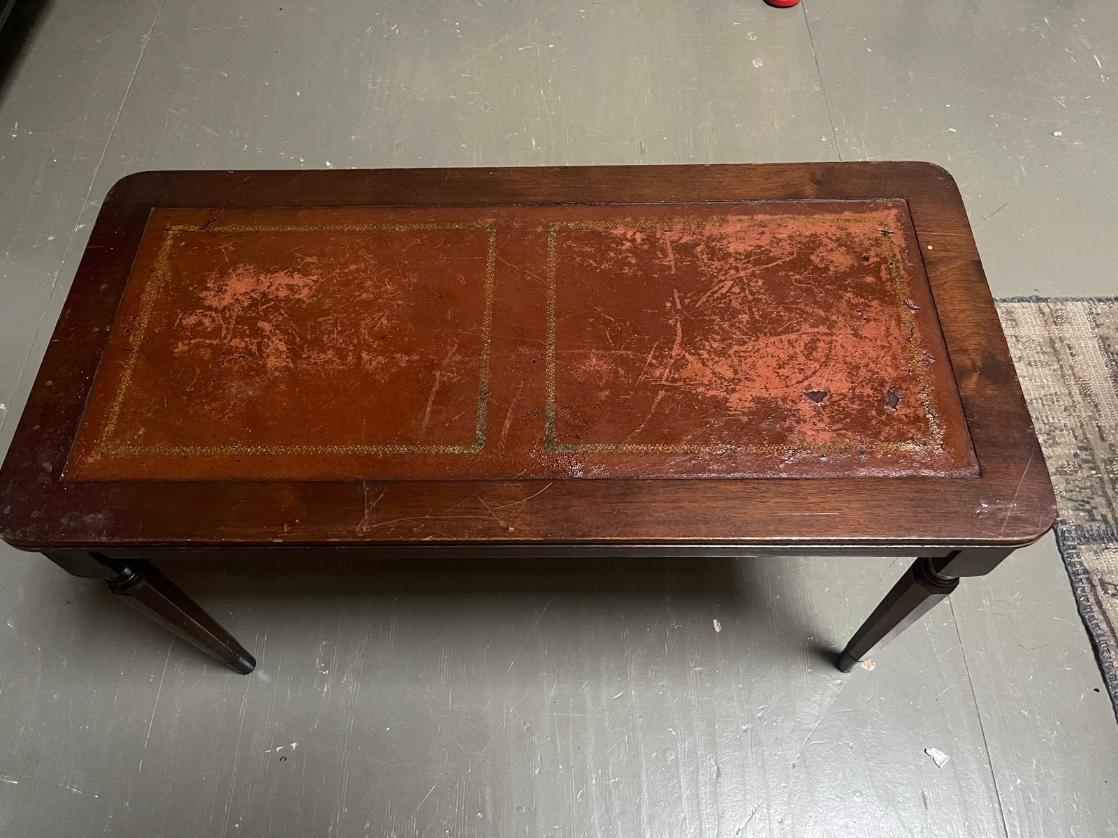 Vintage Salontafel met Leer Inleg, Antiek en Kunst, Antiek | Meubels | Tafels, Ophalen