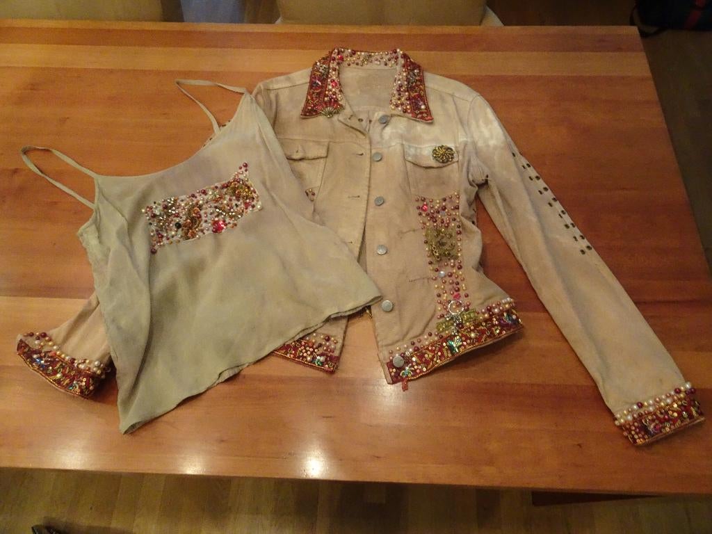 ANTICA SARTORIA poeder kleurig spijkerjack met top, Maat 38/40 (M), Kostuum of Pak, Overige kleuren, ANTICA SARTORIA