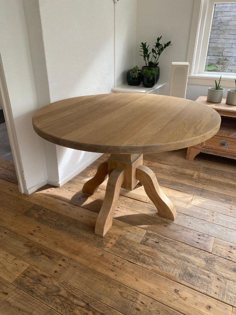Eiken tafel, Huis en Inrichting, Tafels | Eettafels, Ophalen, Oerdegelijk, Zo goed als nieuw, Vier personen