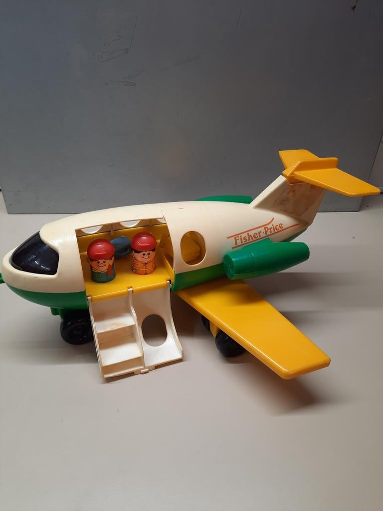 Vintage vliegtuig Fisher Price met poppetjes en bagage, Kinderen en Baby's, Speelgoed | Fisher-Price, Ophalen of Verzenden, Gebruikt