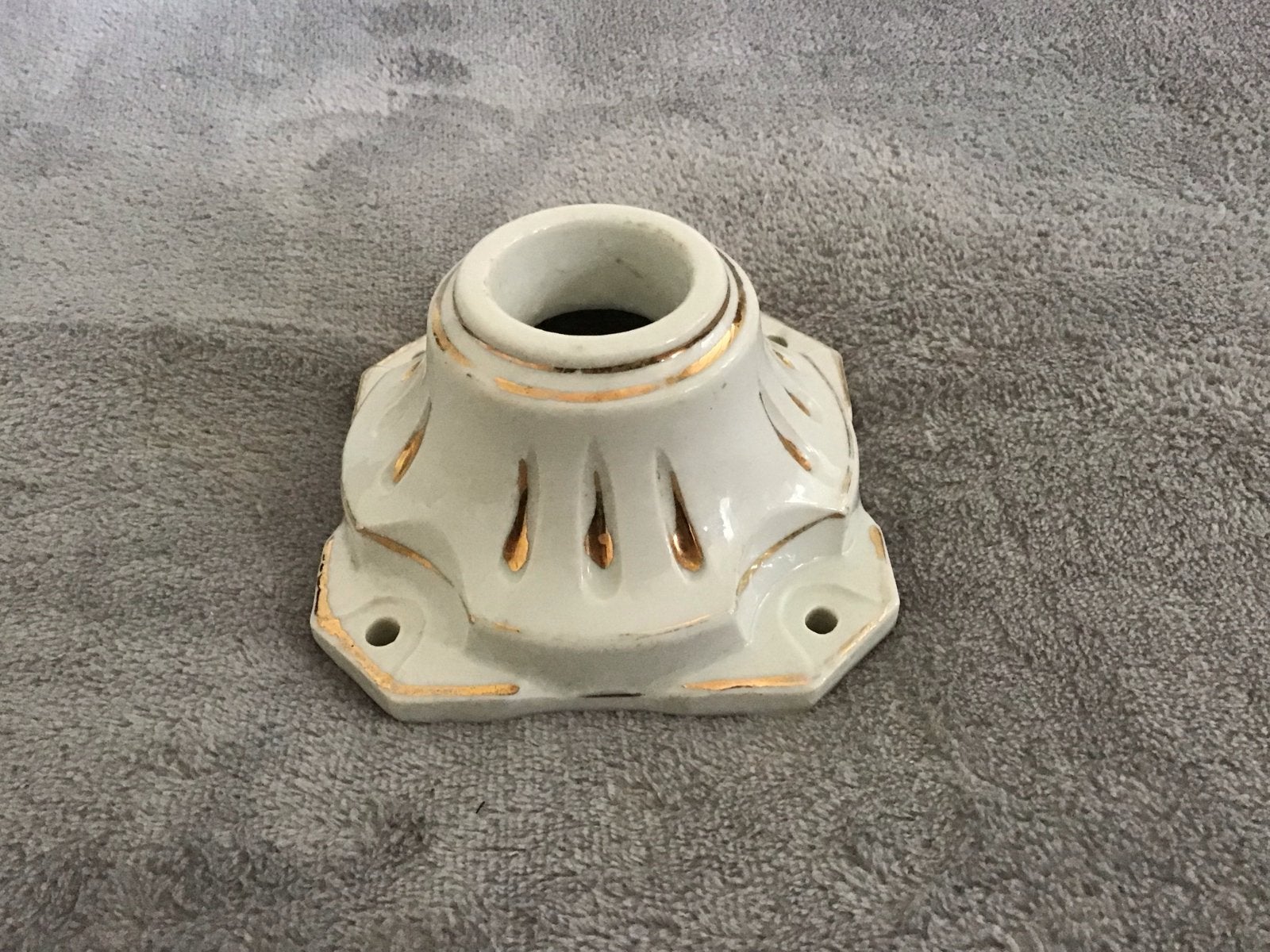 Vintage Plafond Armatuur Jaren '30 - Wit met Goud, Ophalen of Verzenden