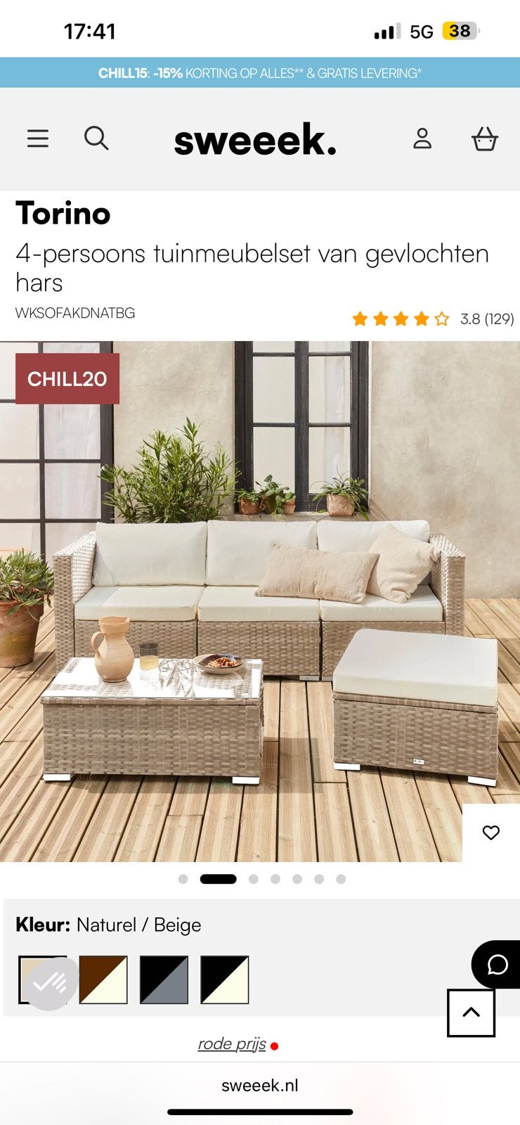 Torino 4-persoons loungeset van gevlochten hars, 4 zitplaatsen, Nieuw, Ophalen of Verzenden, Loungeset