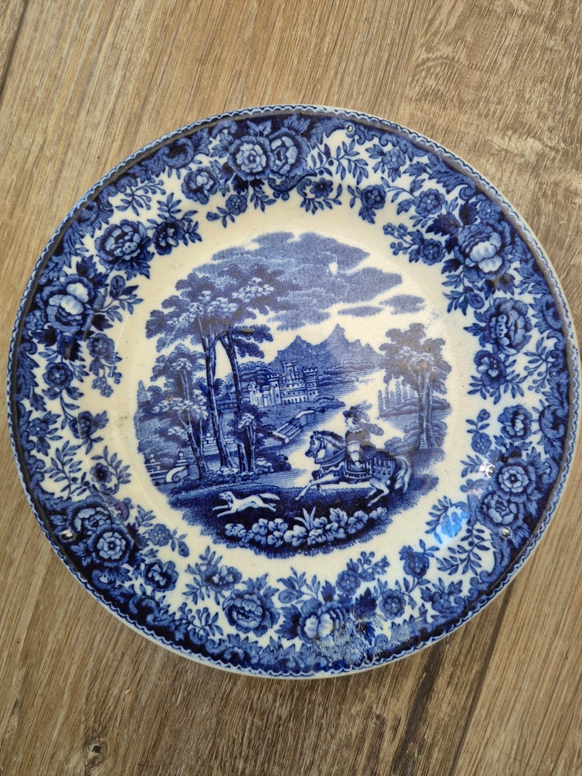 Antiek Regout Maastricht Amazone bord, blauw-wit, Ophalen of Verzenden