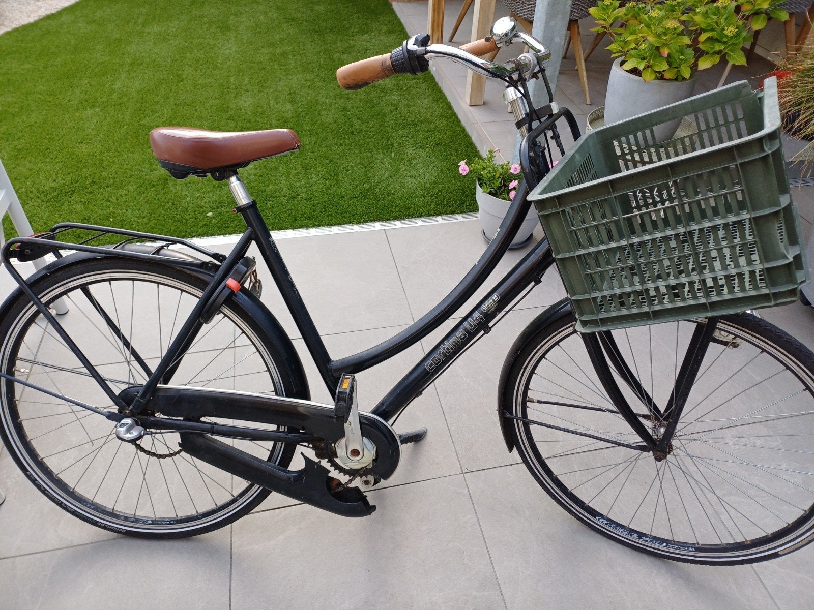 CORTINA U4 28 inch zwart mand versnellingen opknapper, Terugtraprem, Gebruikt, Cortina U4 transportfiets, Versnellingen