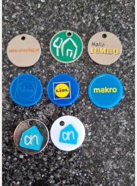 Set 8 Winkelwagenmuntjes, Ophalen of Verzenden