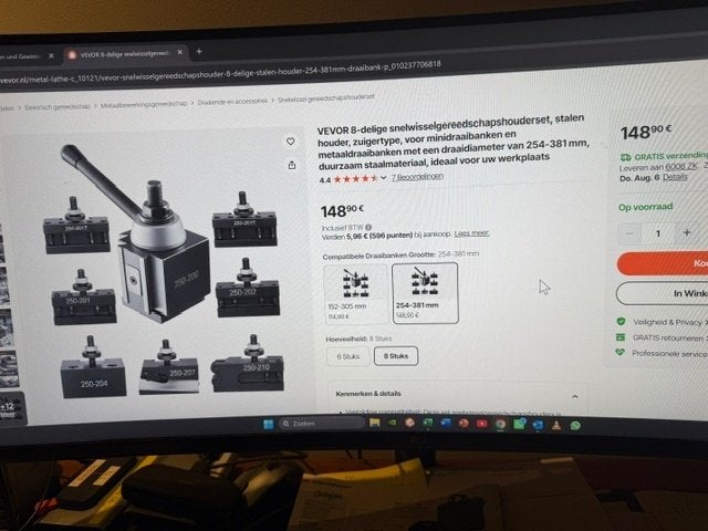 Vevor toolpost 8 delig, Ophalen of Verzenden, Nieuw, Gereedschapsset, Overige merken