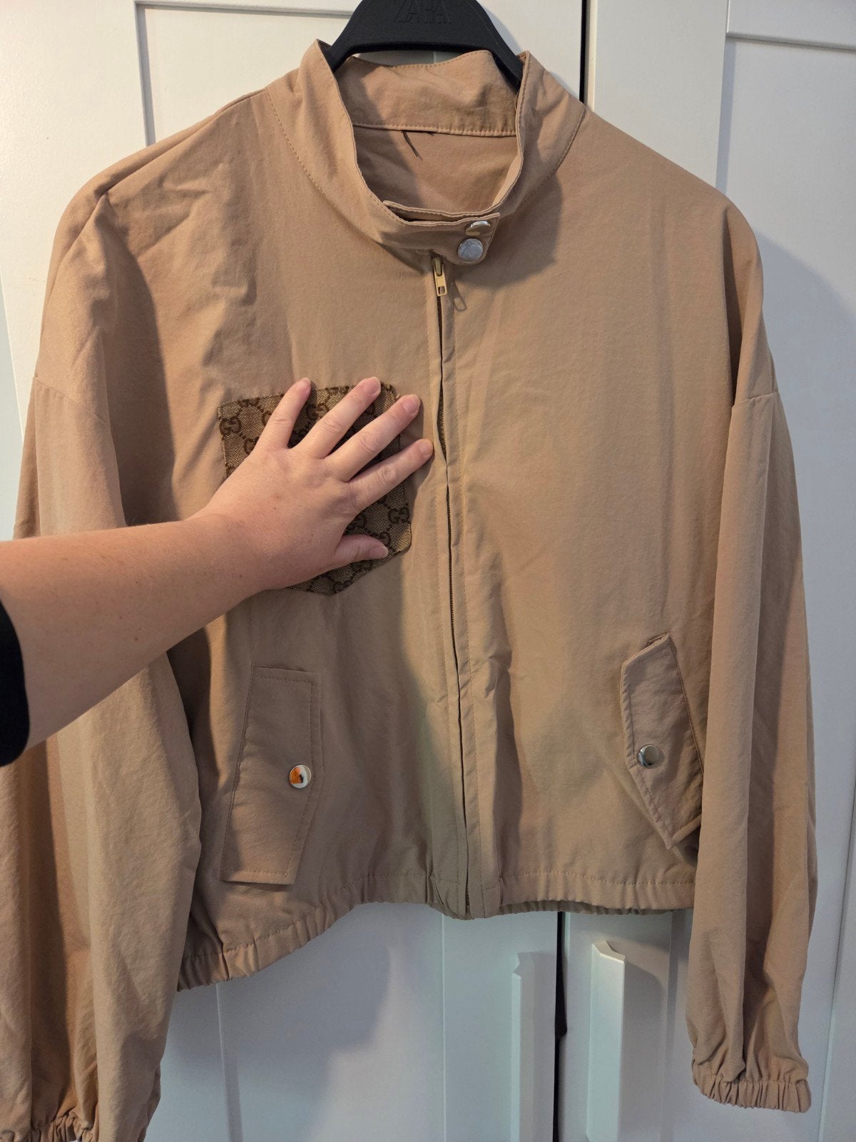 Mooie remade trenchcoat/bomber, Kleding | Dames, Ophalen, Beige, Maat 42/44 (L), Zo goed als nieuw