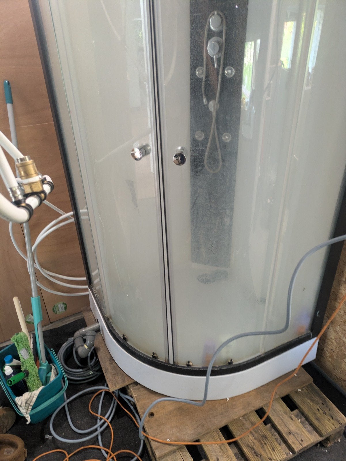 Douchecabine nood douche, Ophalen of Verzenden, Gebruikt, Chroom, Douche