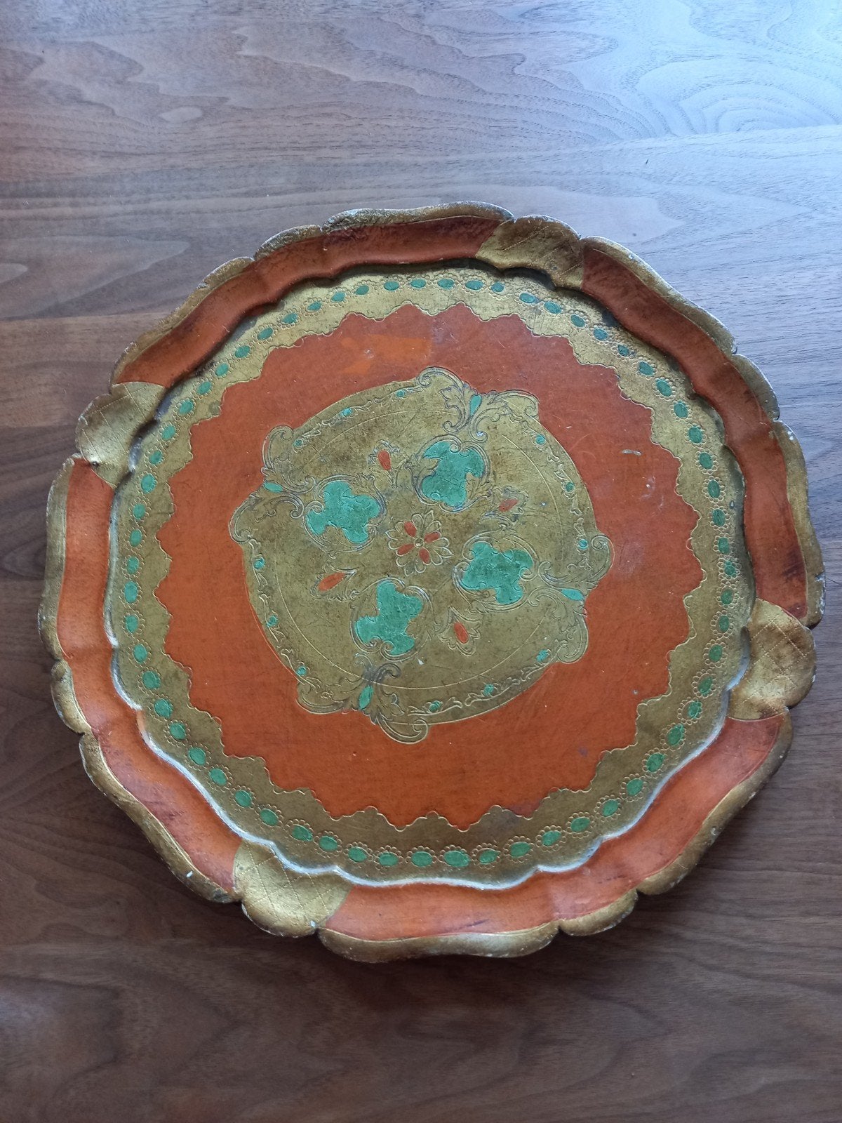 Vintage Italiaans Florentijns Dienblad Handgeschilderd Hout, Antiek en Kunst, Ophalen of Verzenden