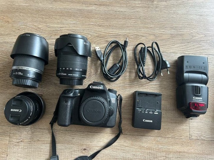 Canon EOS 70D DSLR Camera met 3 lenzen en flitser, Spiegelreflex, Canon, Ophalen of Verzenden, Zo goed als nieuw