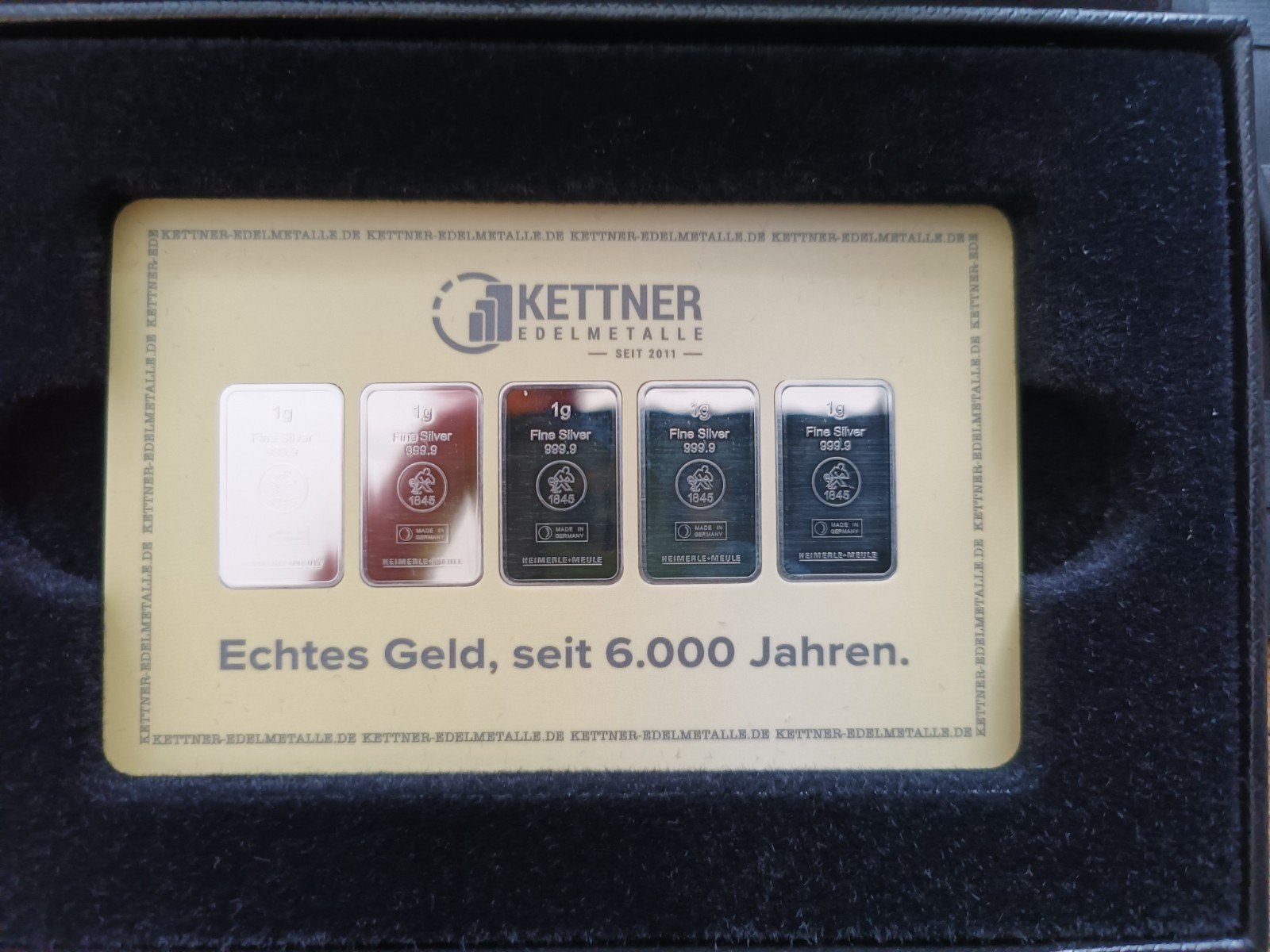 Kettner Edelmetalle Zilveren Baren Set (5x1g), Postzegels en Munten, Edelmetalen en Baren, Ophalen of Verzenden, Zilver