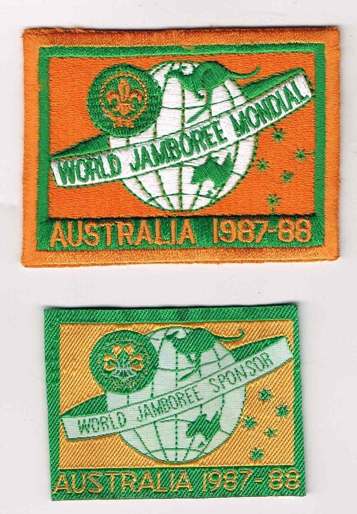 scouting Wereld Jamboree Australie 1987/88 2 badges, Ophalen of Verzenden, Nieuw, Embleem, Speld of Insigne