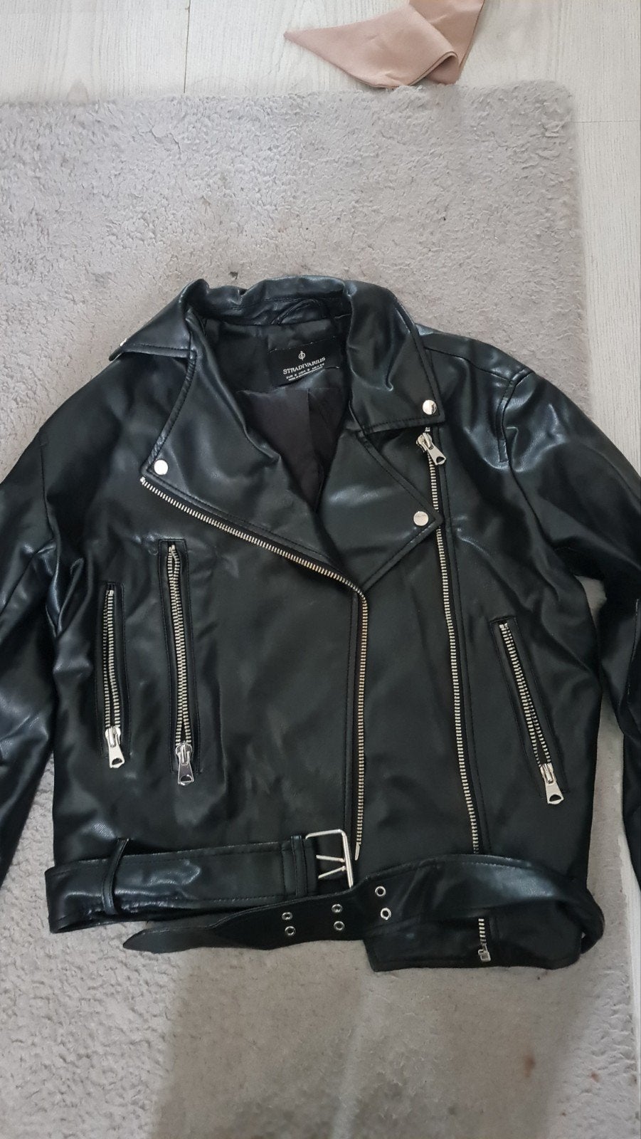 Stradivarius Zwart Leren Bikerjack Maat S, Zwart, Ophalen of Verzenden, Maat 36 (S), Stradivarius