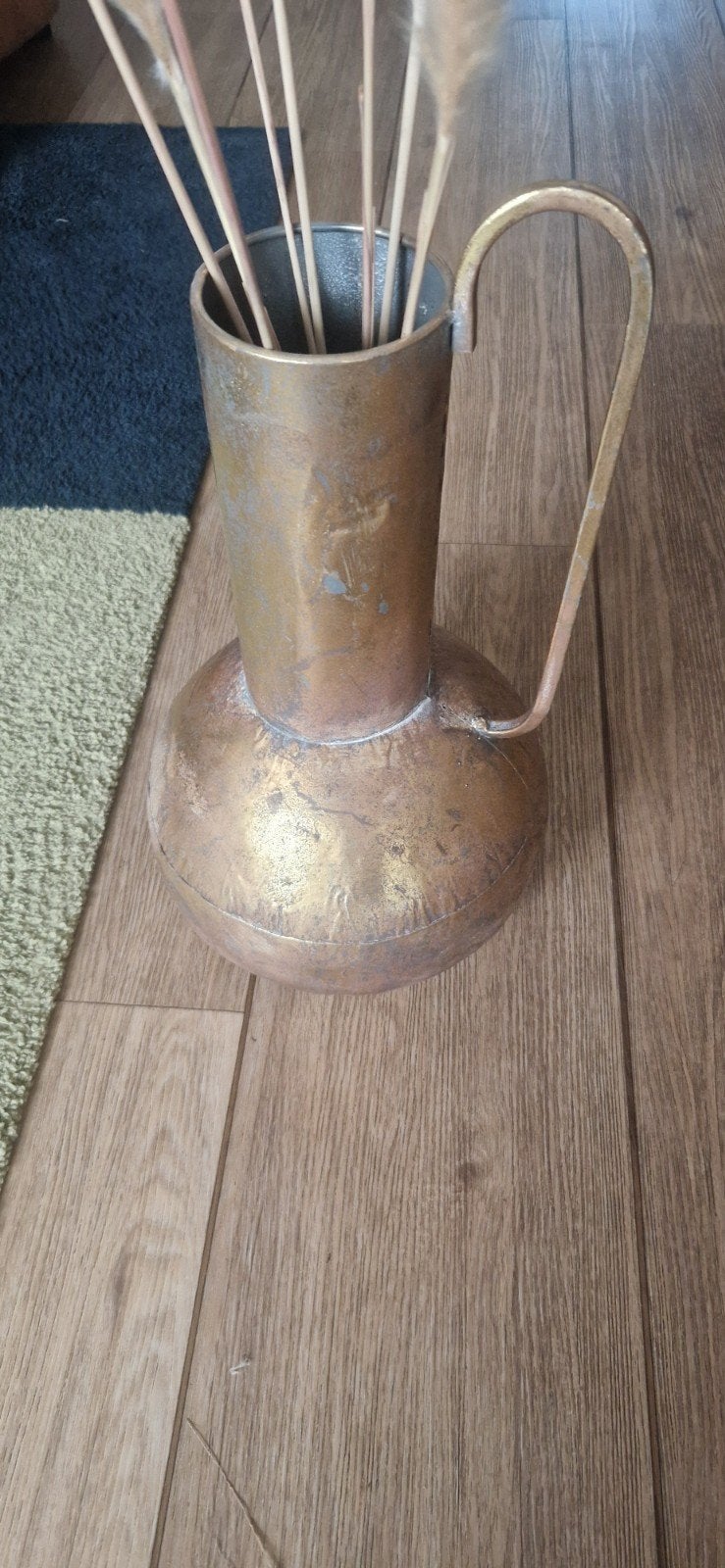Mooie vaas met decoratieve pluimen, Ophalen, Zo goed als nieuw, Goud