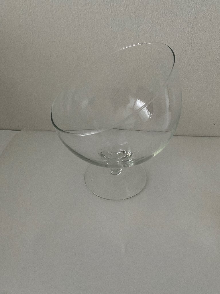 Glazen vaas/schaal met schuine opening, Overige kleuren, Ophalen of Verzenden, 20 cm, Glas