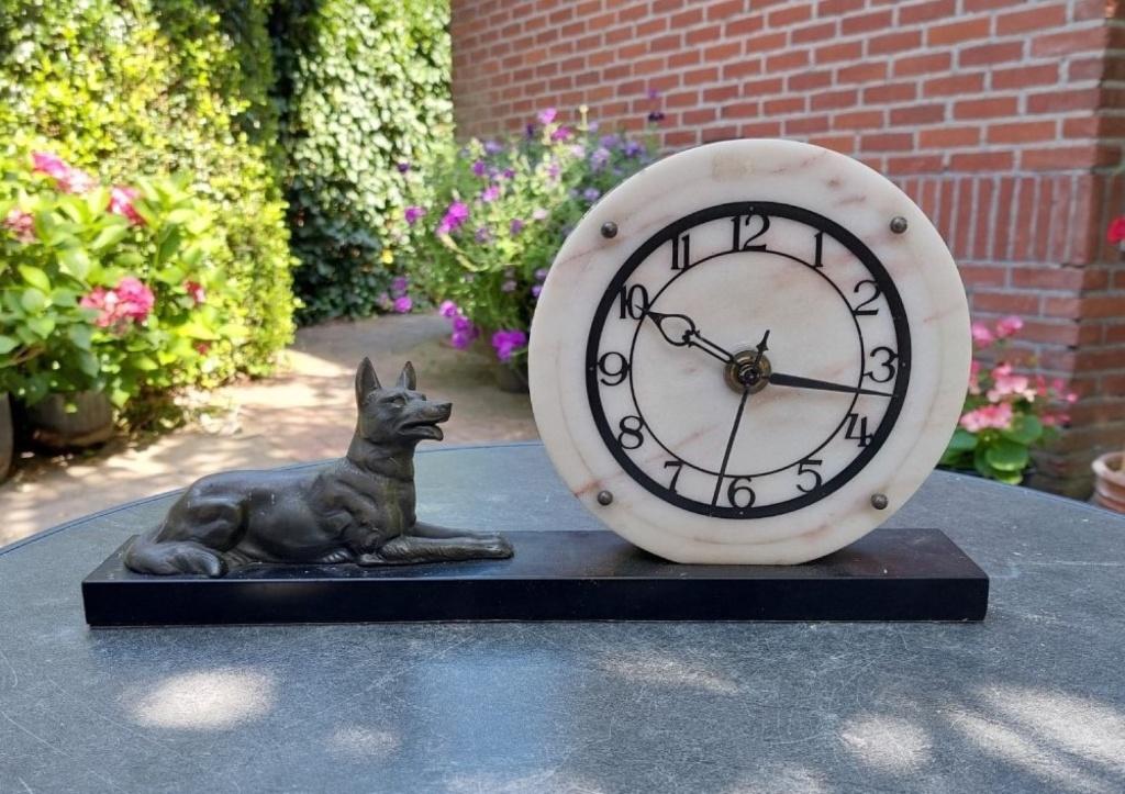 Prachtige brocante natuurstenen tafelklok., Ophalen of Verzenden