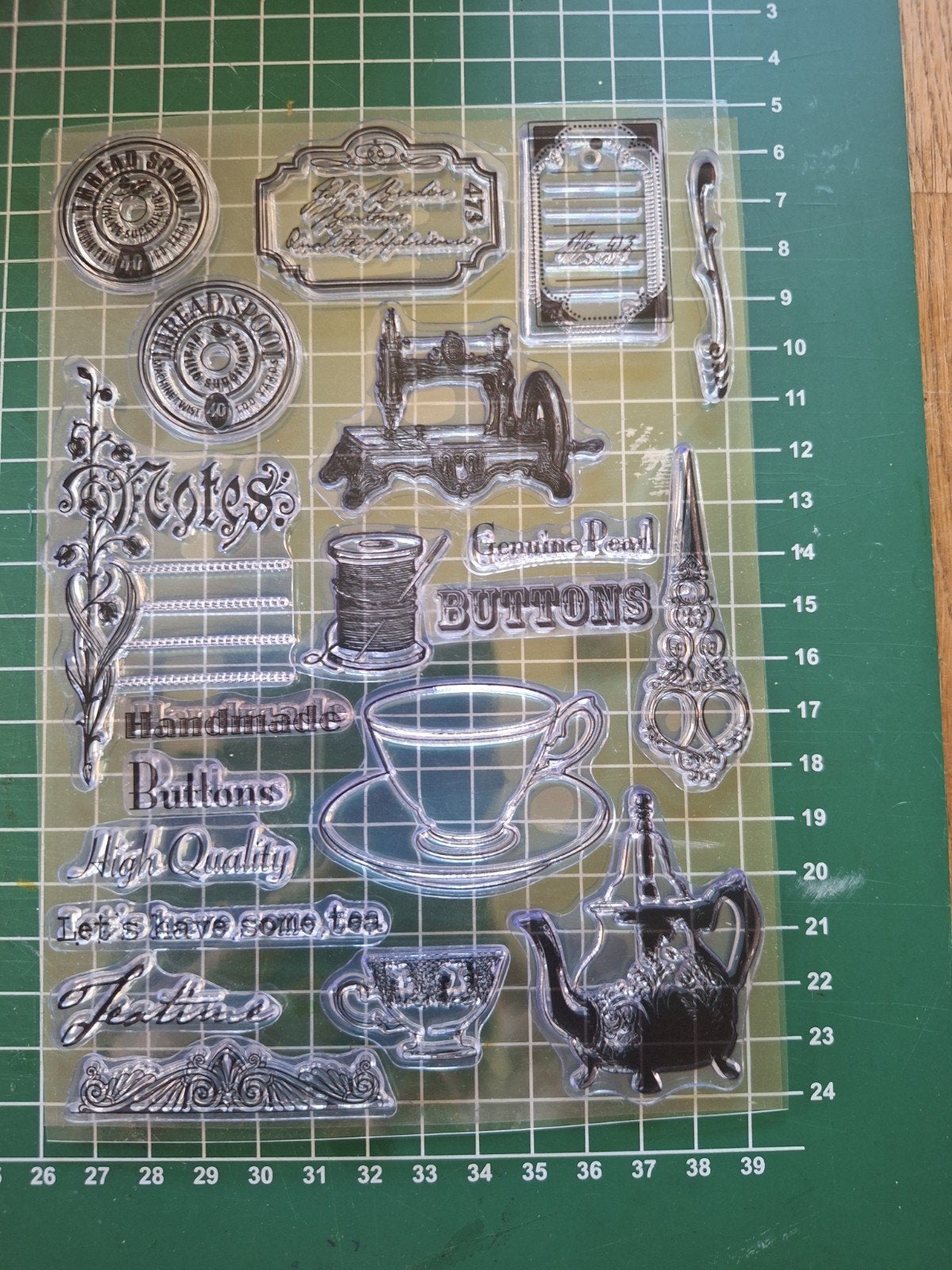 Clear stempels set - Naaien, Thee & Vintage thema, Ophalen of Verzenden, Clearstamp
