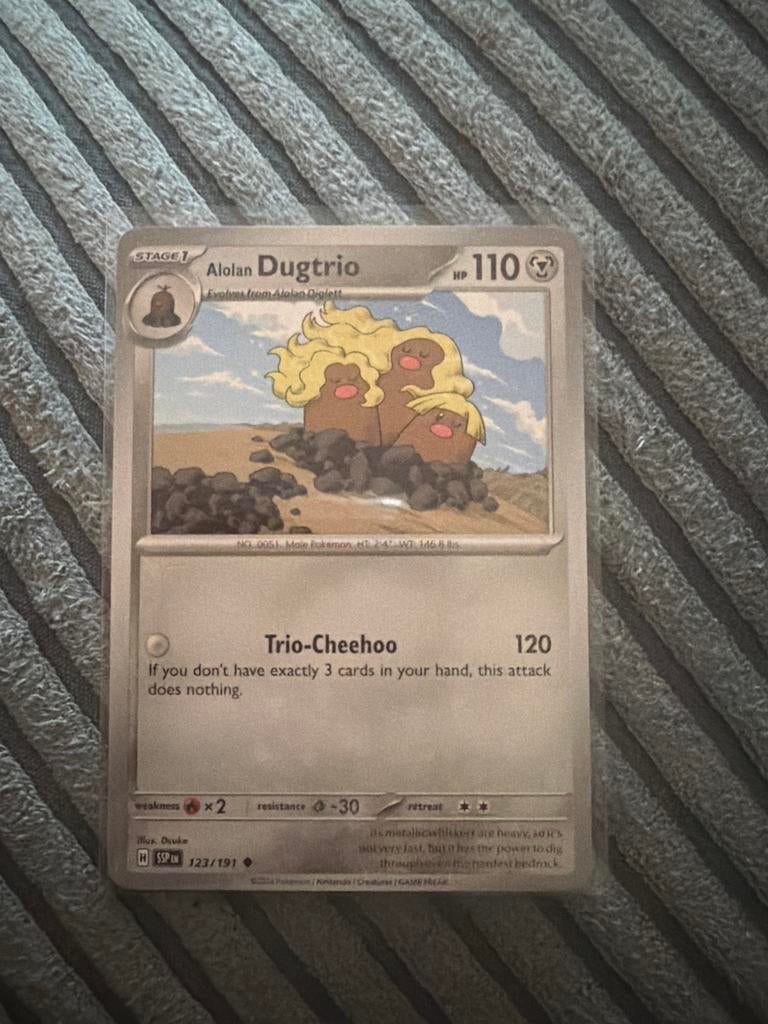 Alolan Dugtrio Pokémon Kaart 123/191 SSP, Ophalen of Verzenden, Zo goed als nieuw, Losse kaart