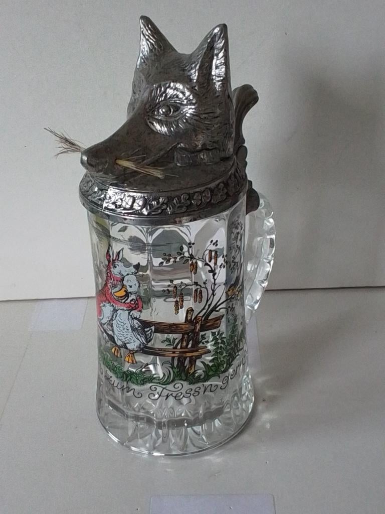 Prachtige bierpul met Vossenkop, Ophalen of Verzenden