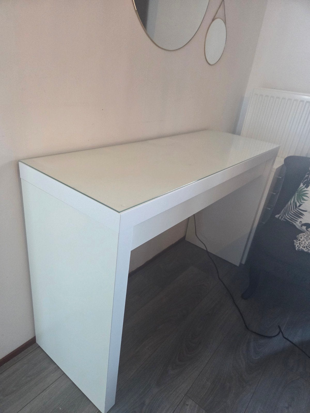 IKEA Malm kaptafel/toilettafel met glasplaat en lade, Ophalen, Gebruikt, 100 tot 150 cm, Modern, Scandinavisch