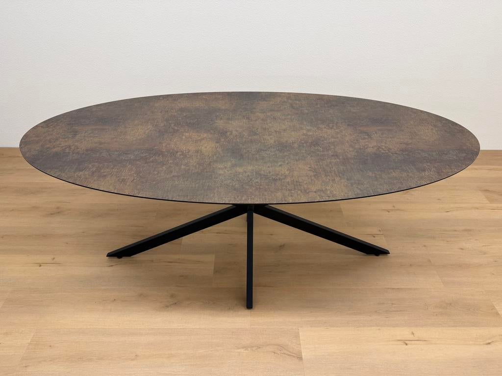 Ovale eettafel HPL Roest 200x100 - Direct Leverbaar, 100 tot 150 cm, 200 cm of meer, Ophalen of Verzenden, Zo goed als nieuw