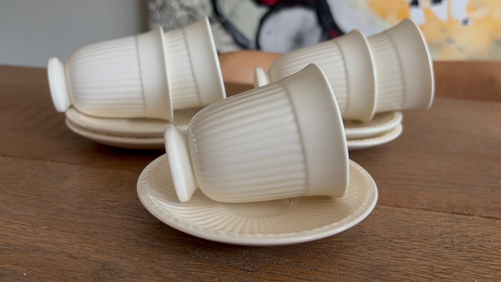 Wedgwood Edme Plain 5 kop en schotels ~ als nieuw~, Ophalen, Zo goed als nieuw, Aardewerk, Kop(pen) en/of Schotel(s)