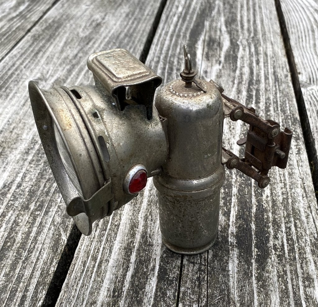 Oude Carbit Lamp Peugeot - antiek vintage fietslamp fiets, Ophalen of Verzenden