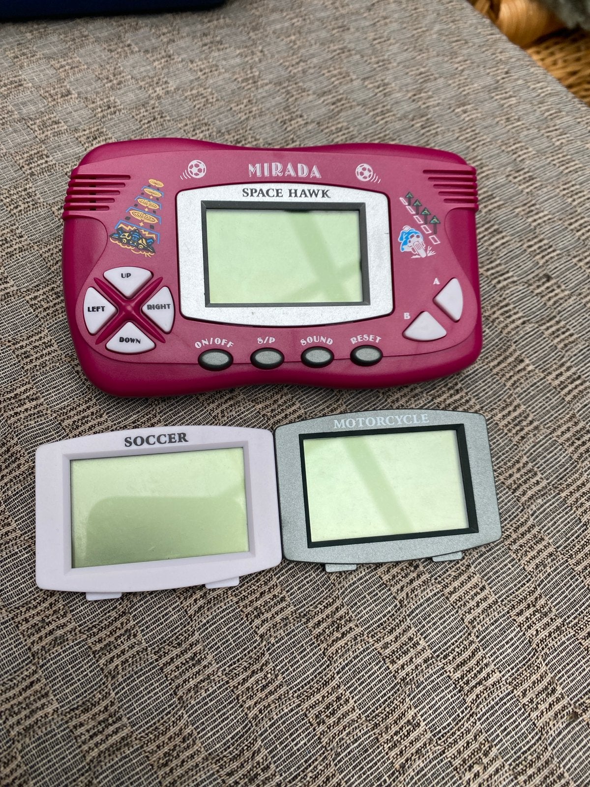 Mirada Space Hawk & 2 LCD Handheld Games (Soccer, Motorcycle, Ophalen of Verzenden, Overige merken, Gebruikt